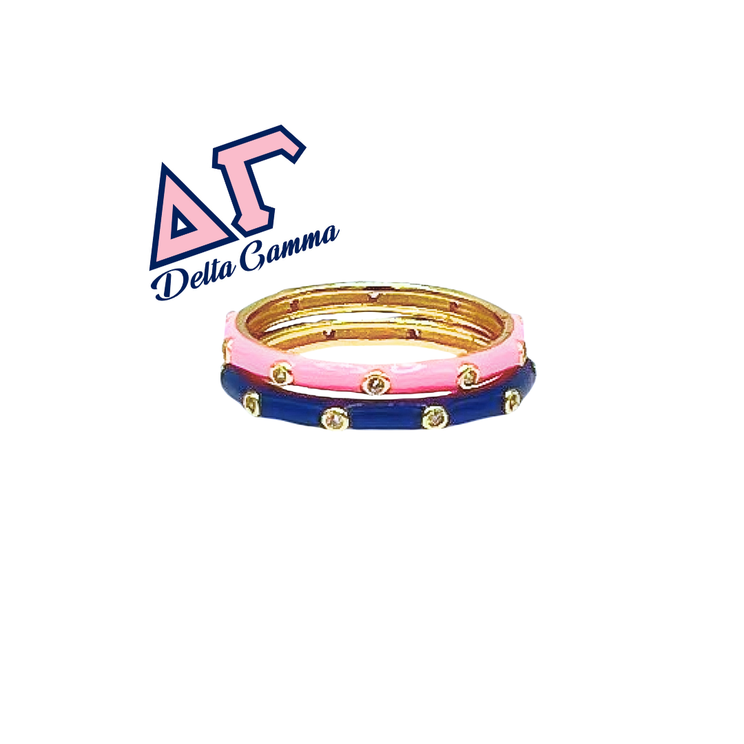 Sorority Colors: 2 Enamel Stack Ring Set