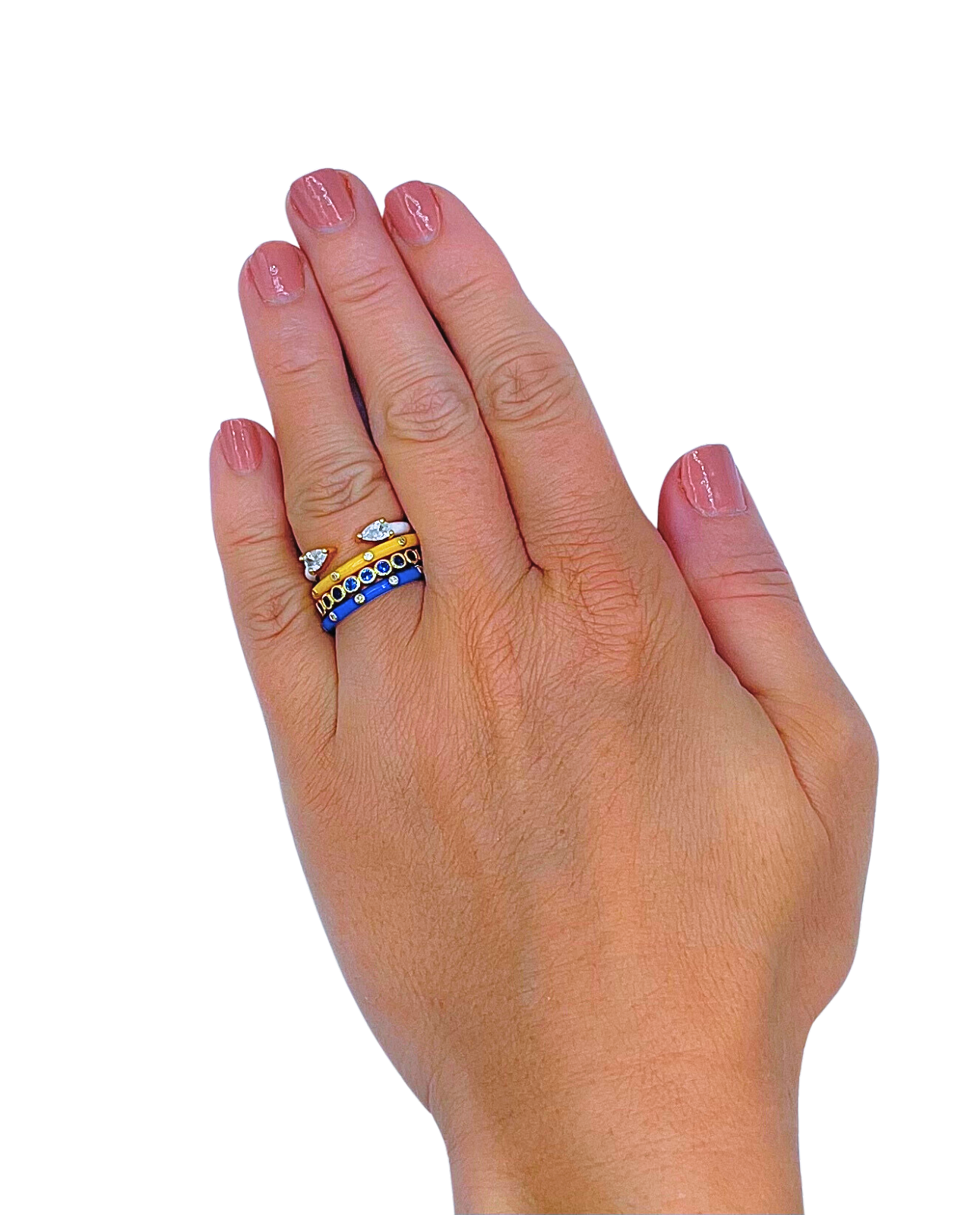 Sorority Colors: 2 Enamel Stack Ring Set