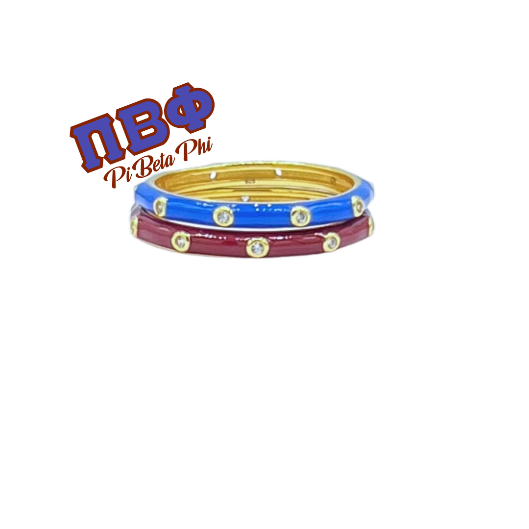 Sorority Colors: 2 Enamel Stack Ring Set