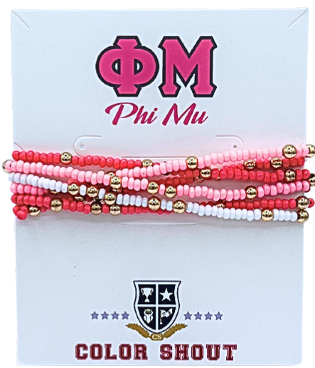 Sorority Colors Stack: Set of 6 Beaded Stretch Bracelets