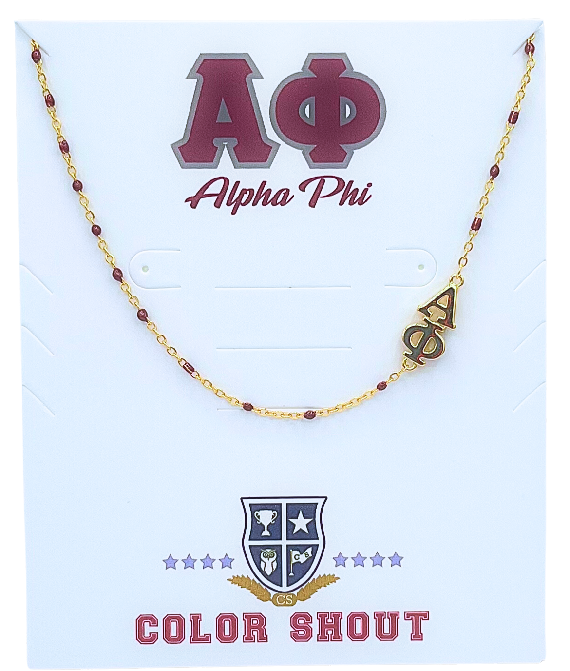 N201-The Sorority Necklace: Side Set Greek letters on Enamel Bead Necklace