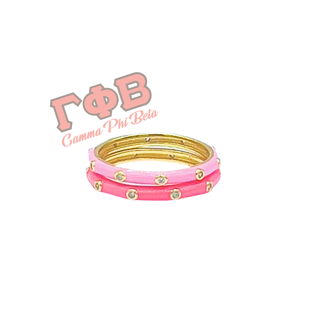 Sorority Colors: 2 Enamel Stack Ring Set