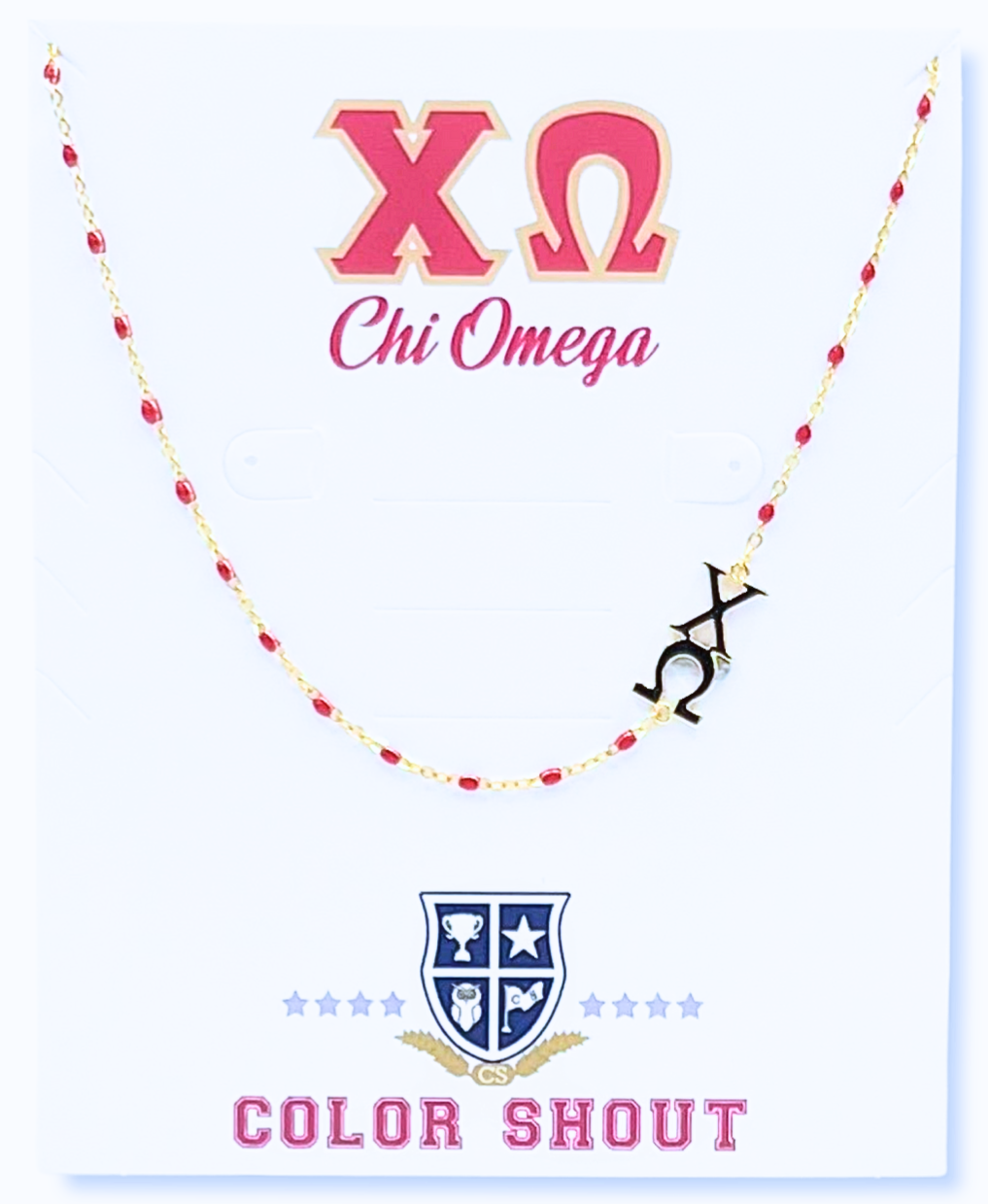 N201-The Sorority Necklace: Side Set Greek letters on Enamel Bead Necklace
