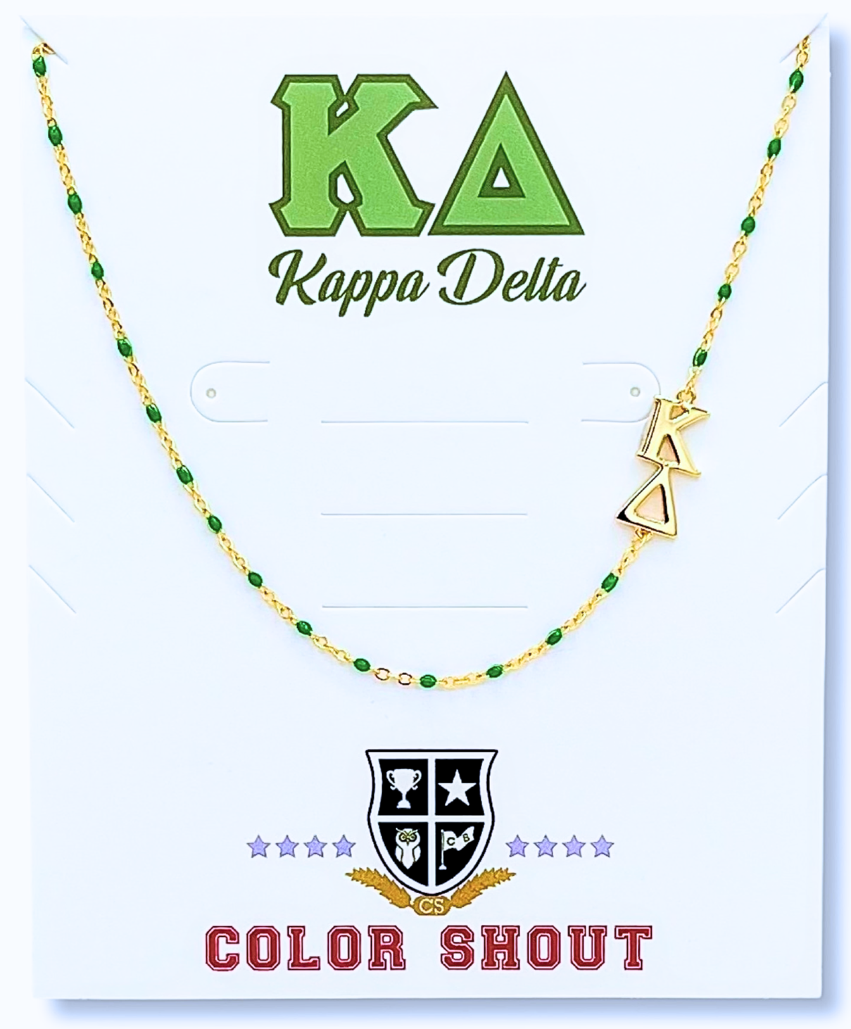N201-The Sorority Necklace: Side Set Greek letters on Enamel Bead Necklace