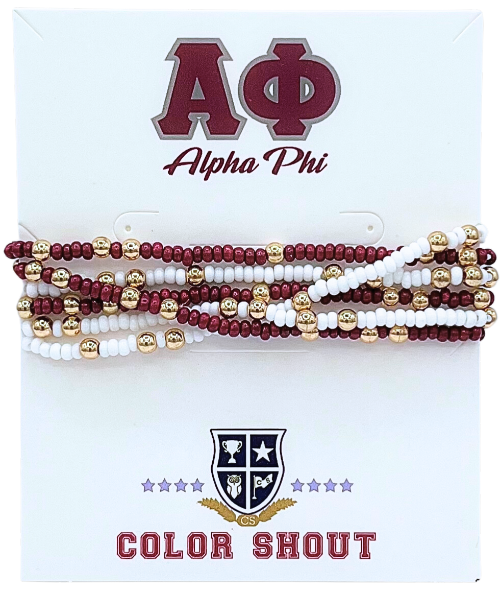 Sorority Colors Stack: Set of 6 Beaded Stretch Bracelets