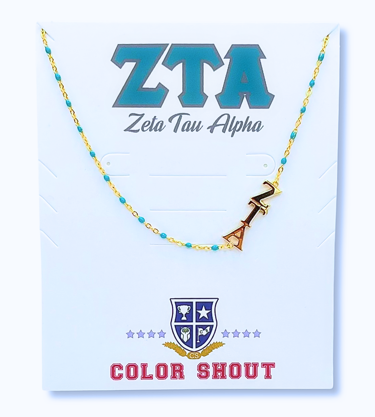 N201-The Sorority Necklace: Side Set Greek letters on Enamel Bead Necklace