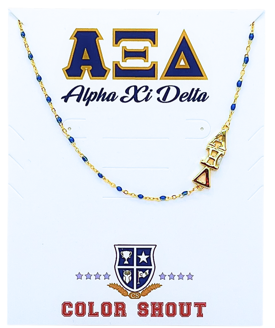 N201-The Sorority Necklace: Side Set Greek letters on Enamel Bead Necklace