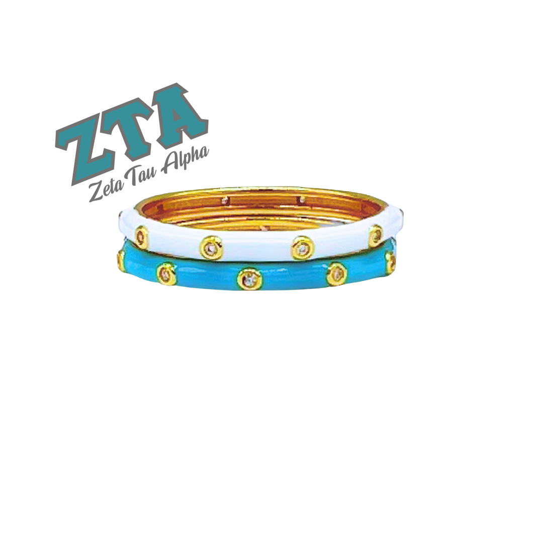 Sorority Colors: 2 Enamel Stack Ring Set