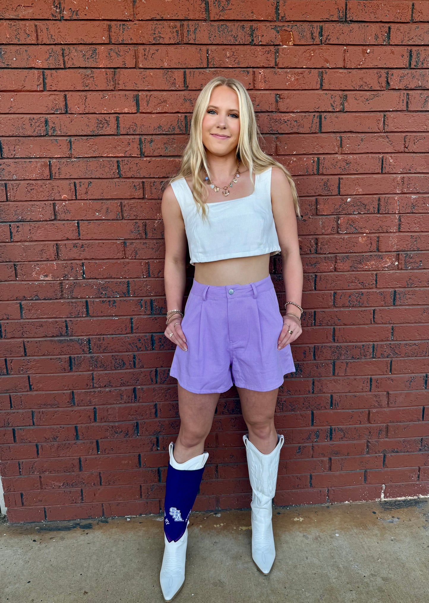 Purple Denim Shorts