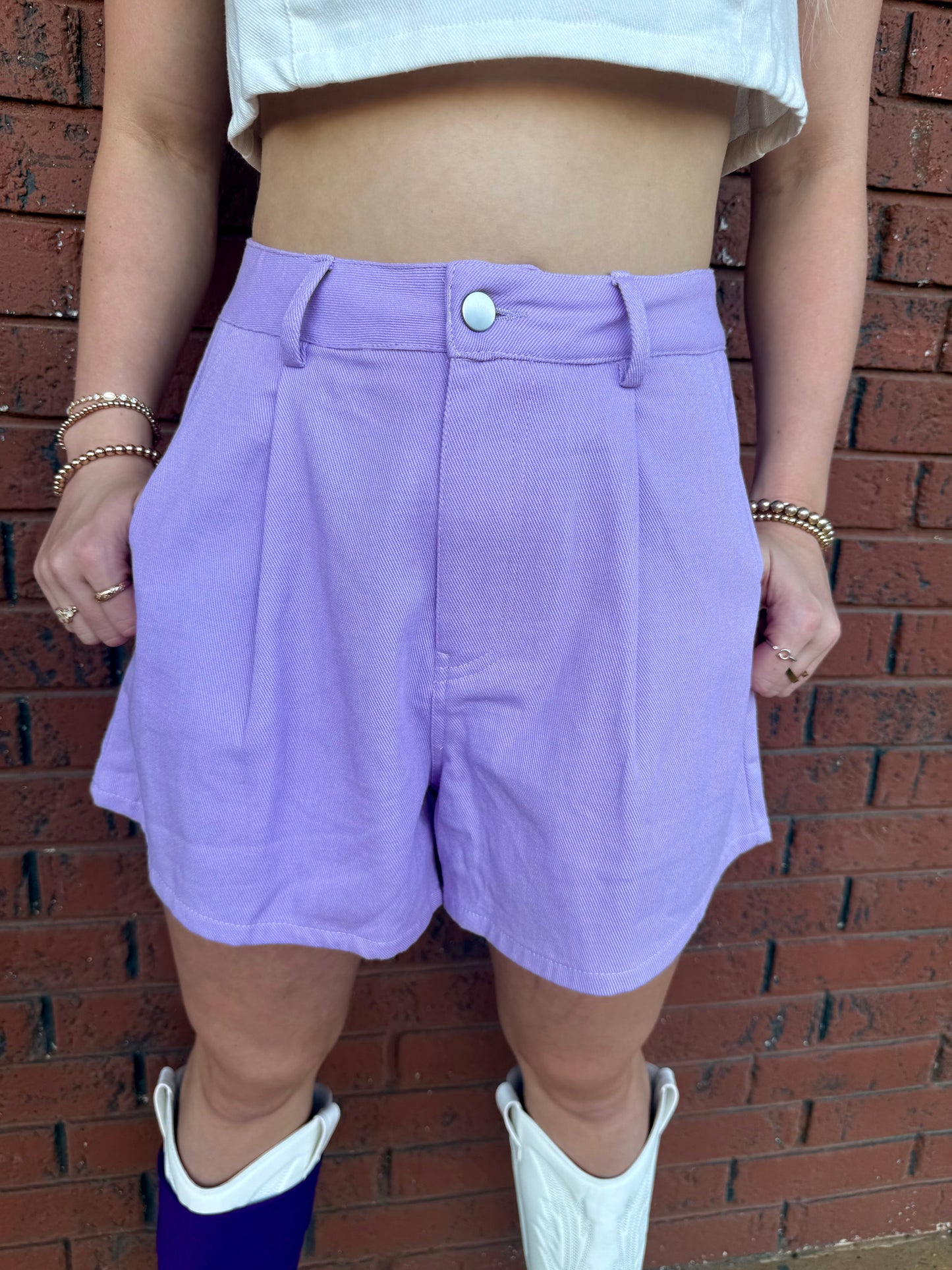 Purple Denim Shorts