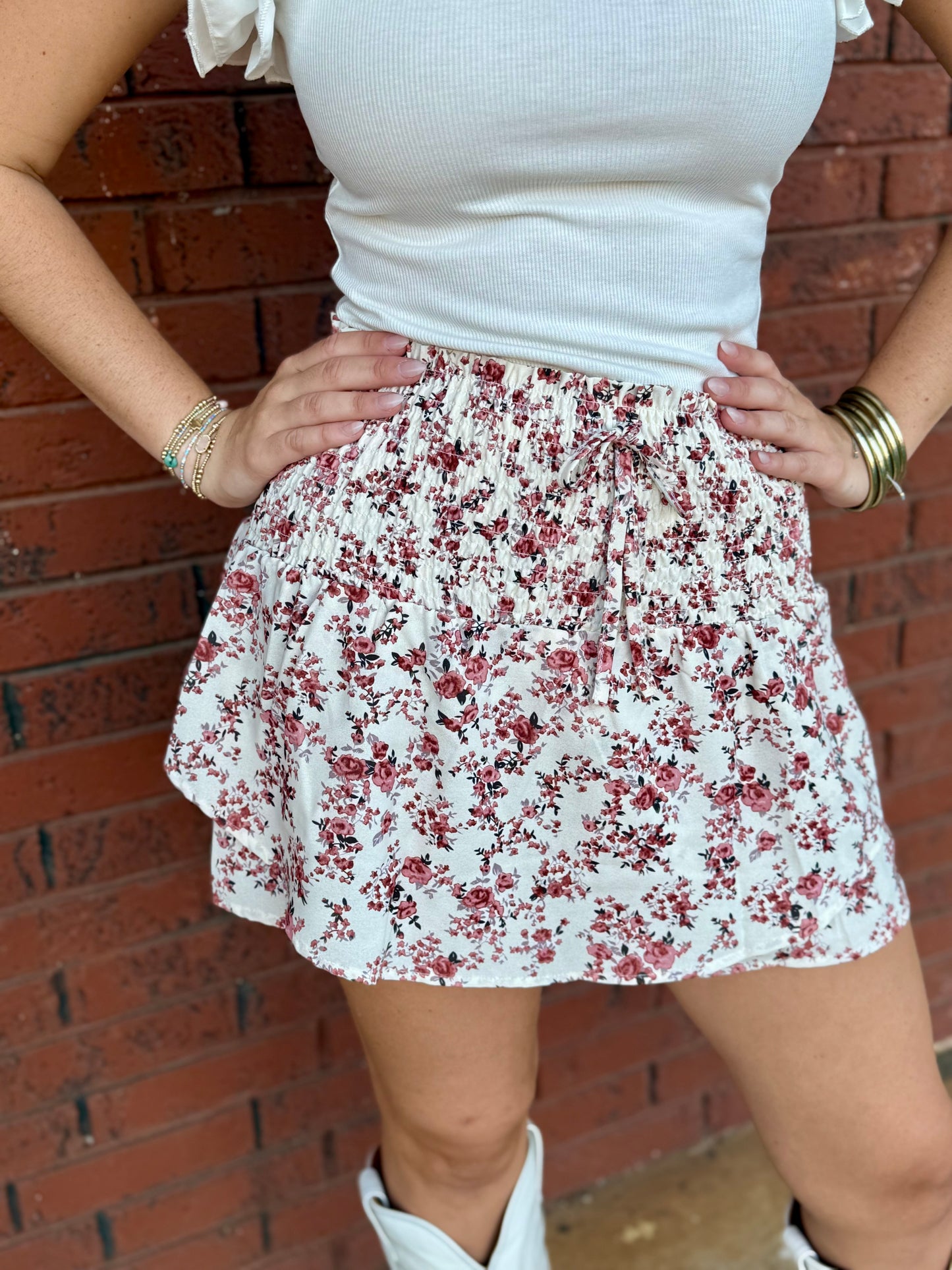 Tan Floral Skort