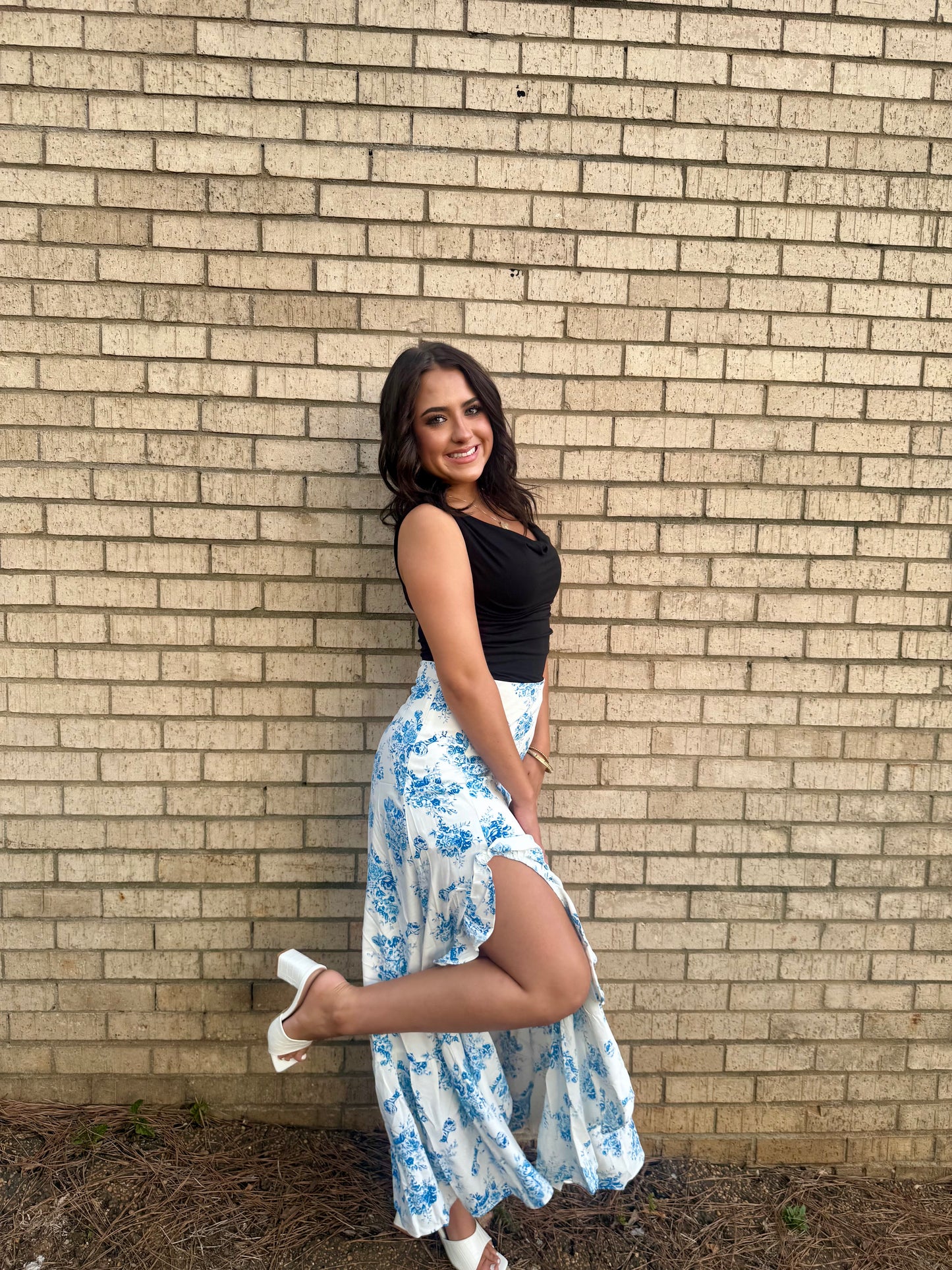 Boho Floral High Waist Ruffle Split Maxi Skirt | 3 Colors