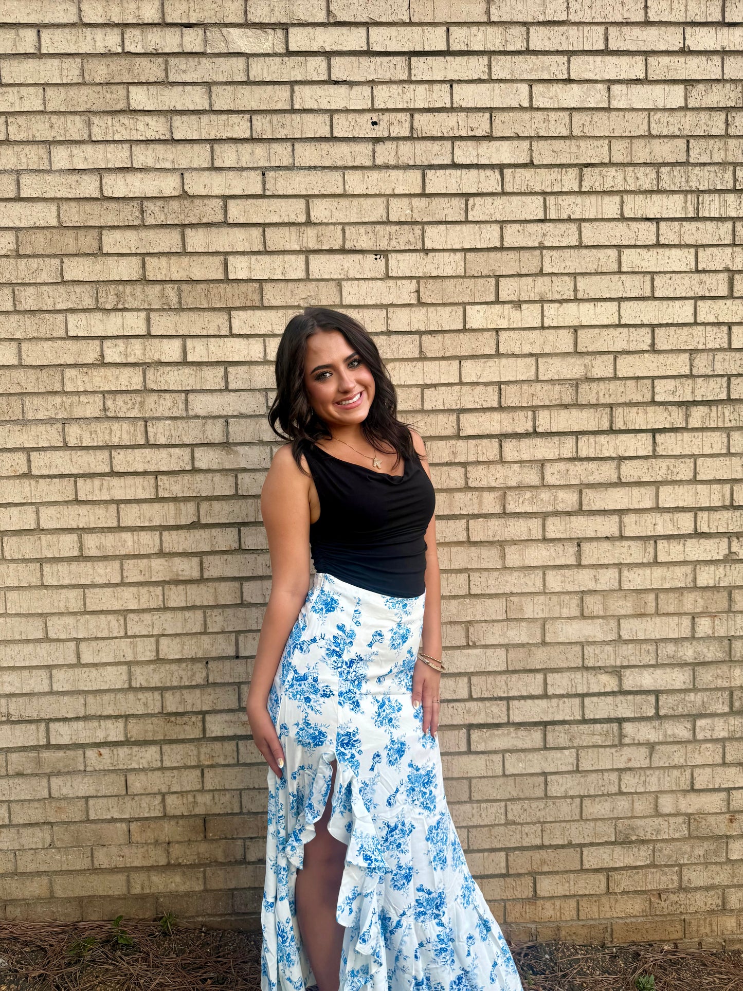 Boho Floral High Waist Ruffle Split Maxi Skirt | 3 Colors