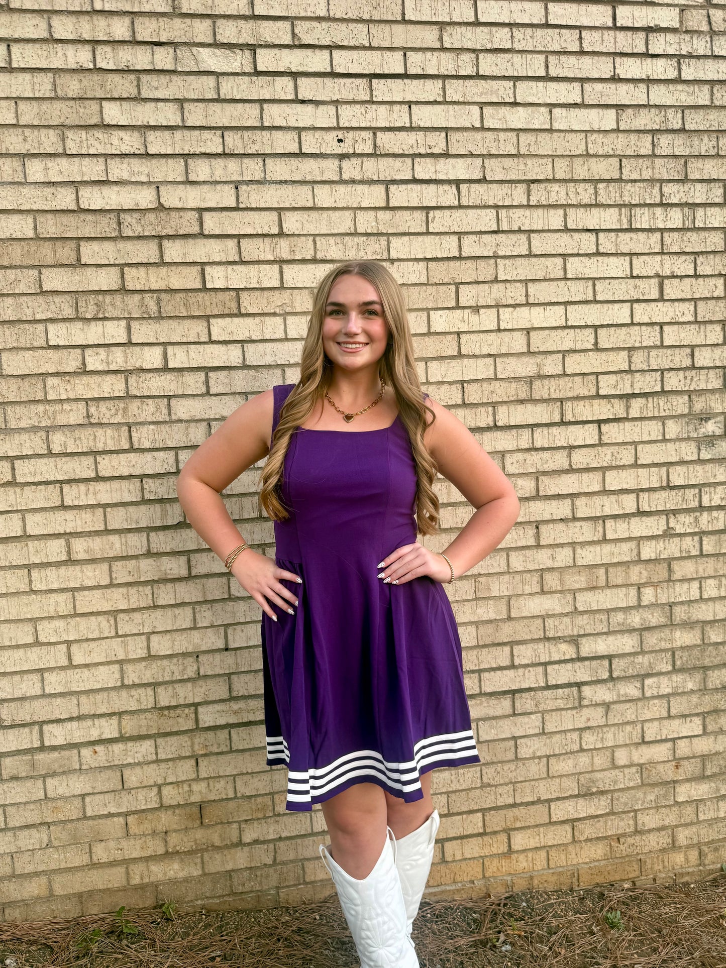 Game Day Square Neck Heavy Knit Mini Dress