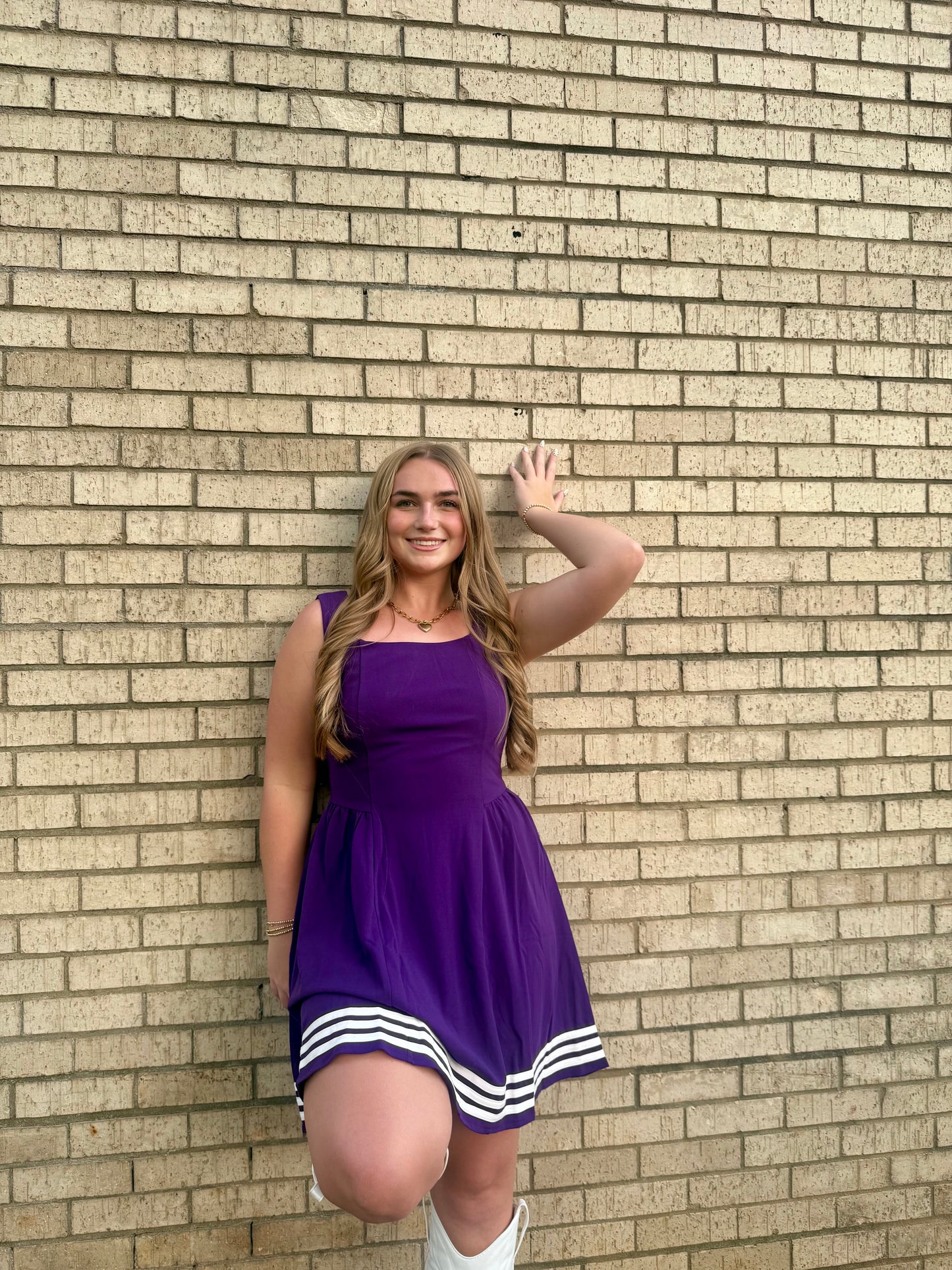 Game Day Square Neck Heavy Knit Mini Dress