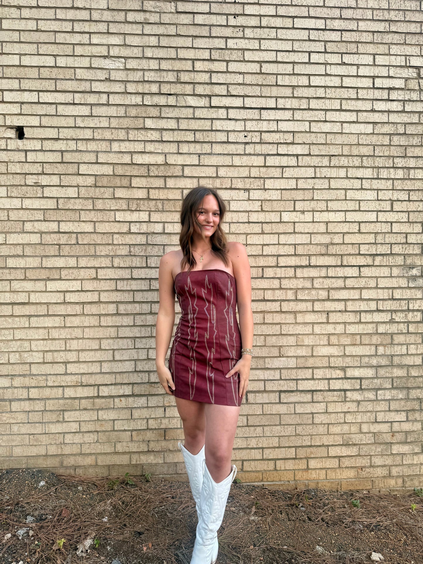 ARIZONA Embroidered Western Strapless Bodycon Mini Dress