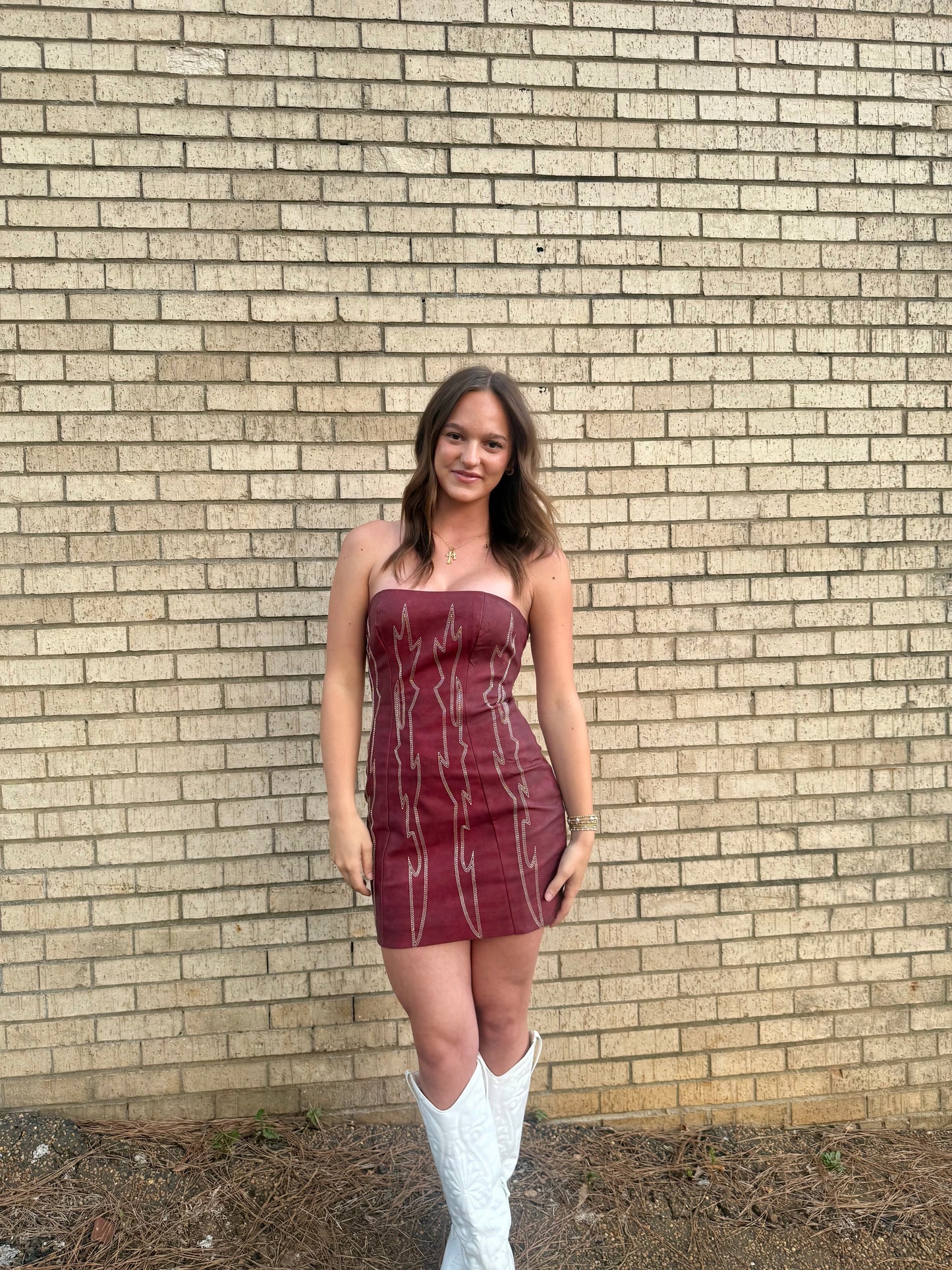 ARIZONA Embroidered Western Strapless Bodycon Mini Dress