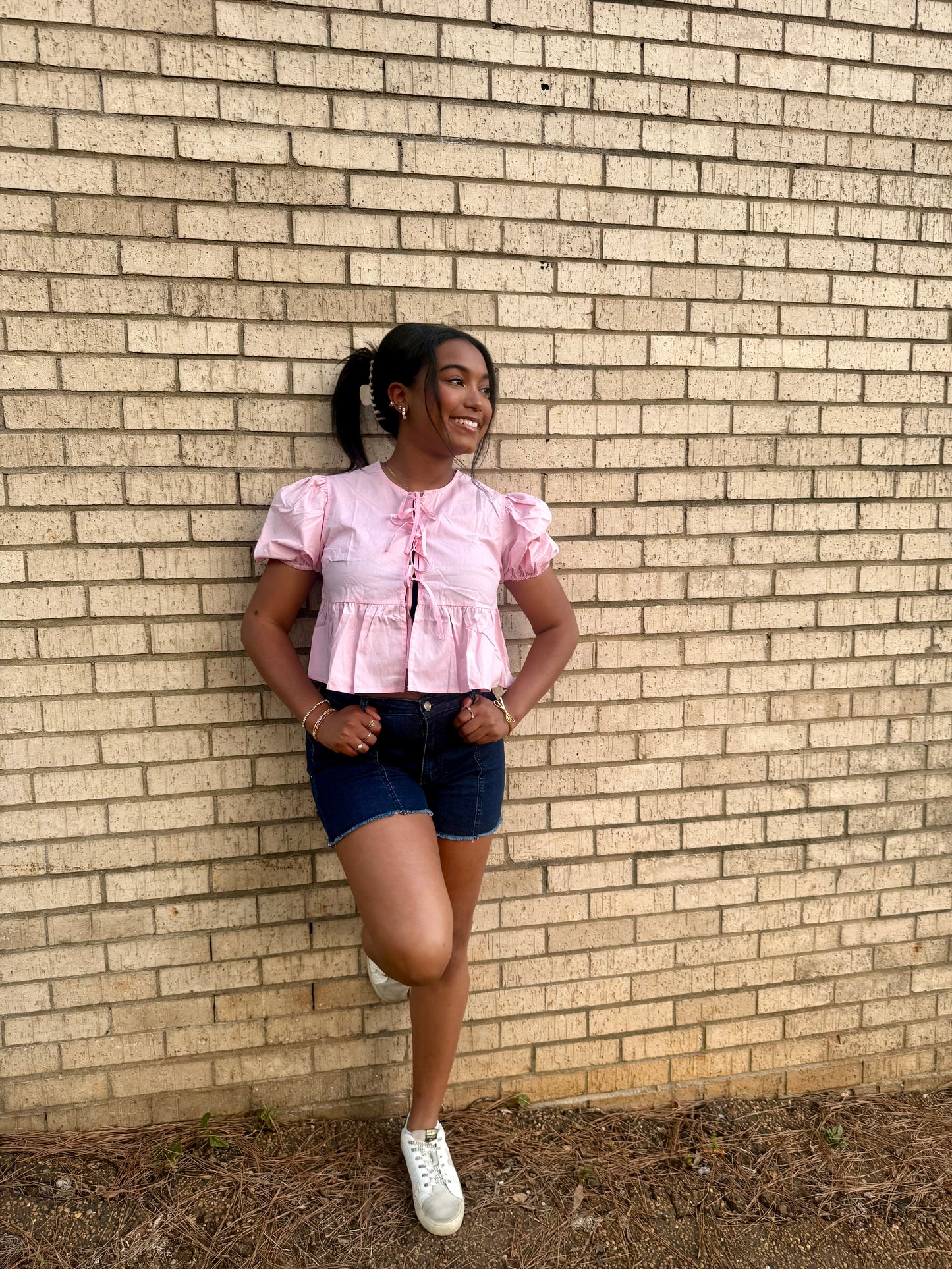 Front-Tie Peplum Blouse