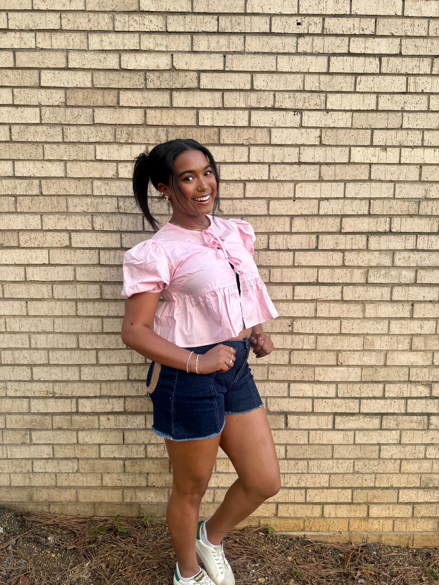 Front-Tie Peplum Blouse