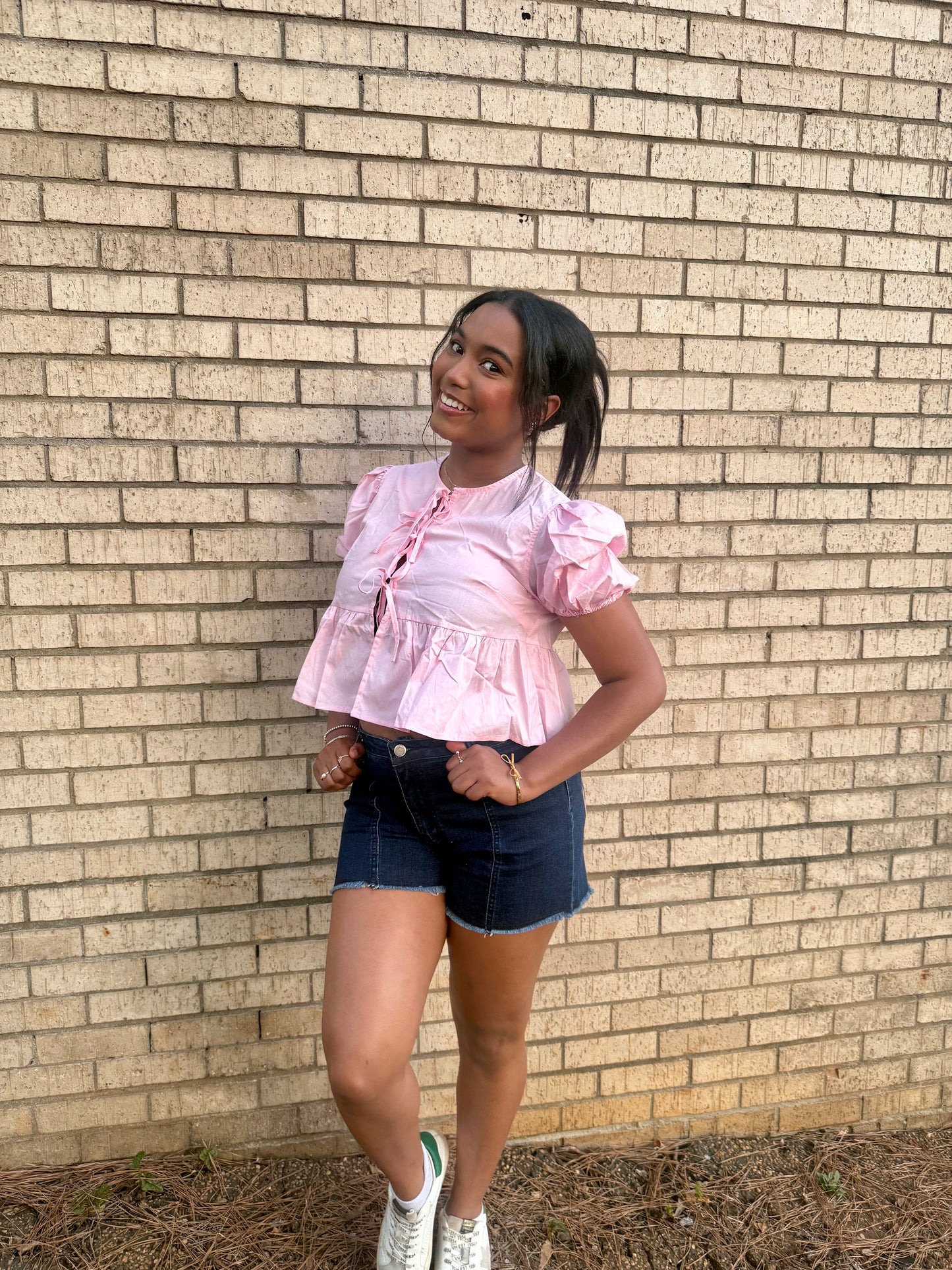 Front-Tie Peplum Blouse