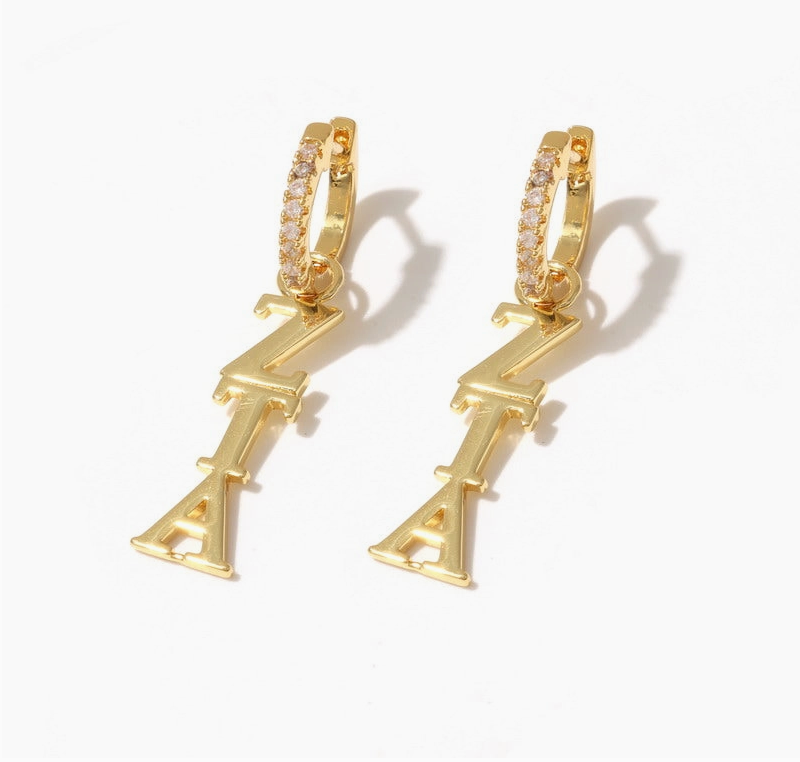 Sorority Greek Letter Earrings Huggie Hoops