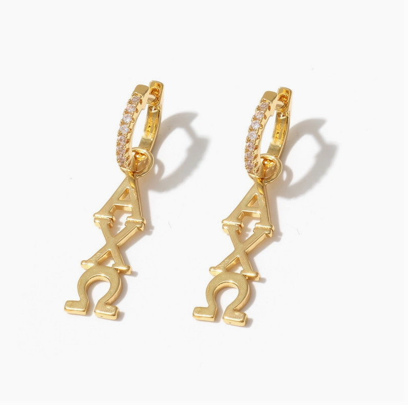 Sorority Greek Letter Earrings Huggie Hoops