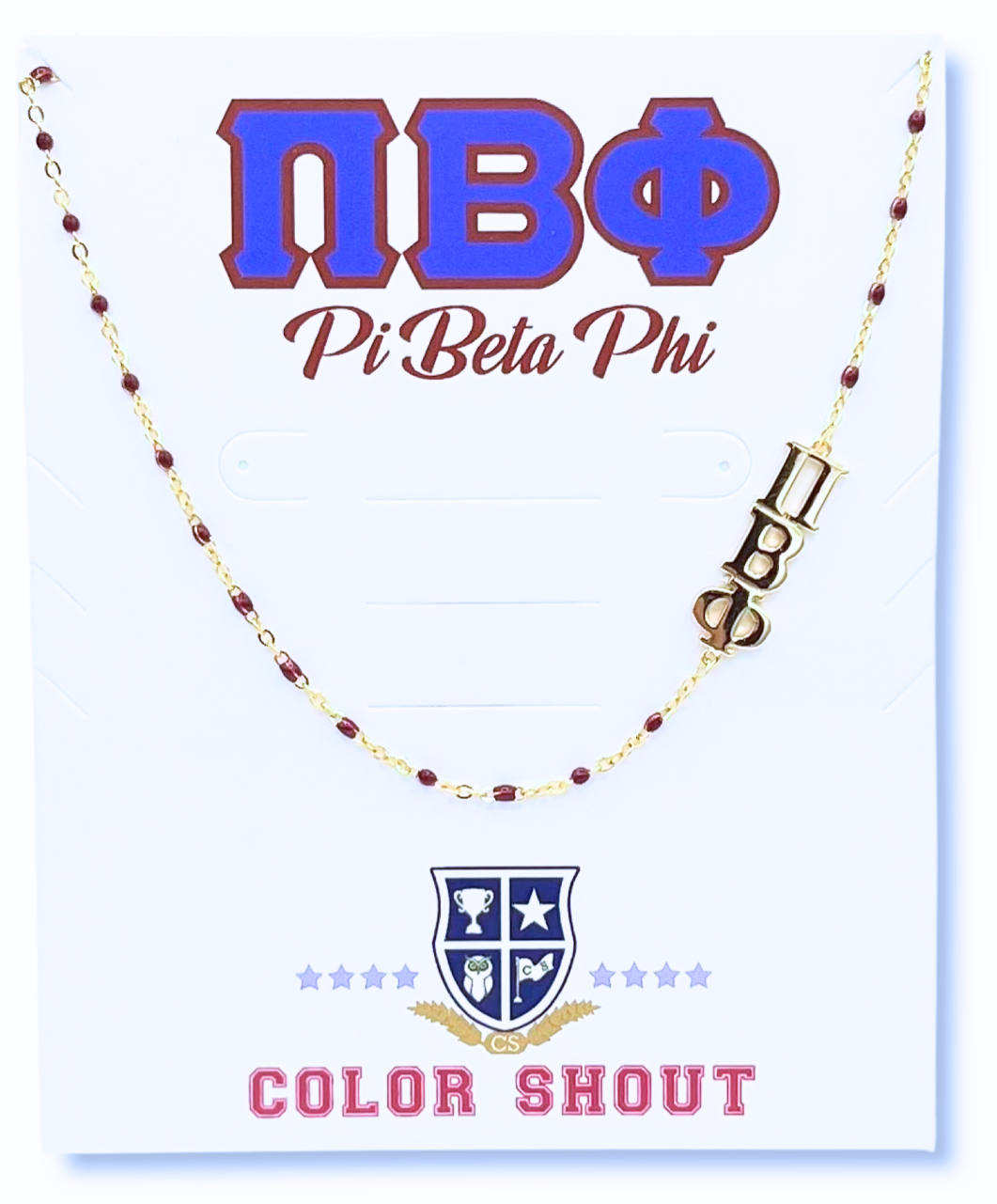 N201-The Sorority Necklace: Side Set Greek letters on Enamel Bead Necklace