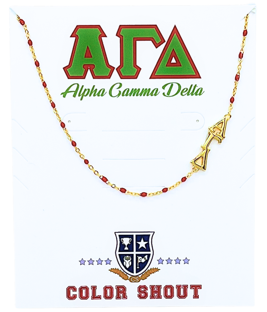 N201-The Sorority Necklace: Side Set Greek letters on Enamel Bead Necklace