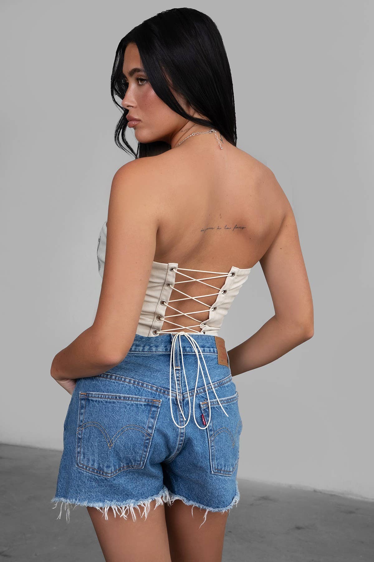 BECKEE Vegan Leather Embroidered Western Corset Top