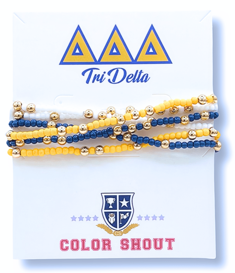 Sorority Colors Stack: Set of 6 Beaded Stretch Bracelets