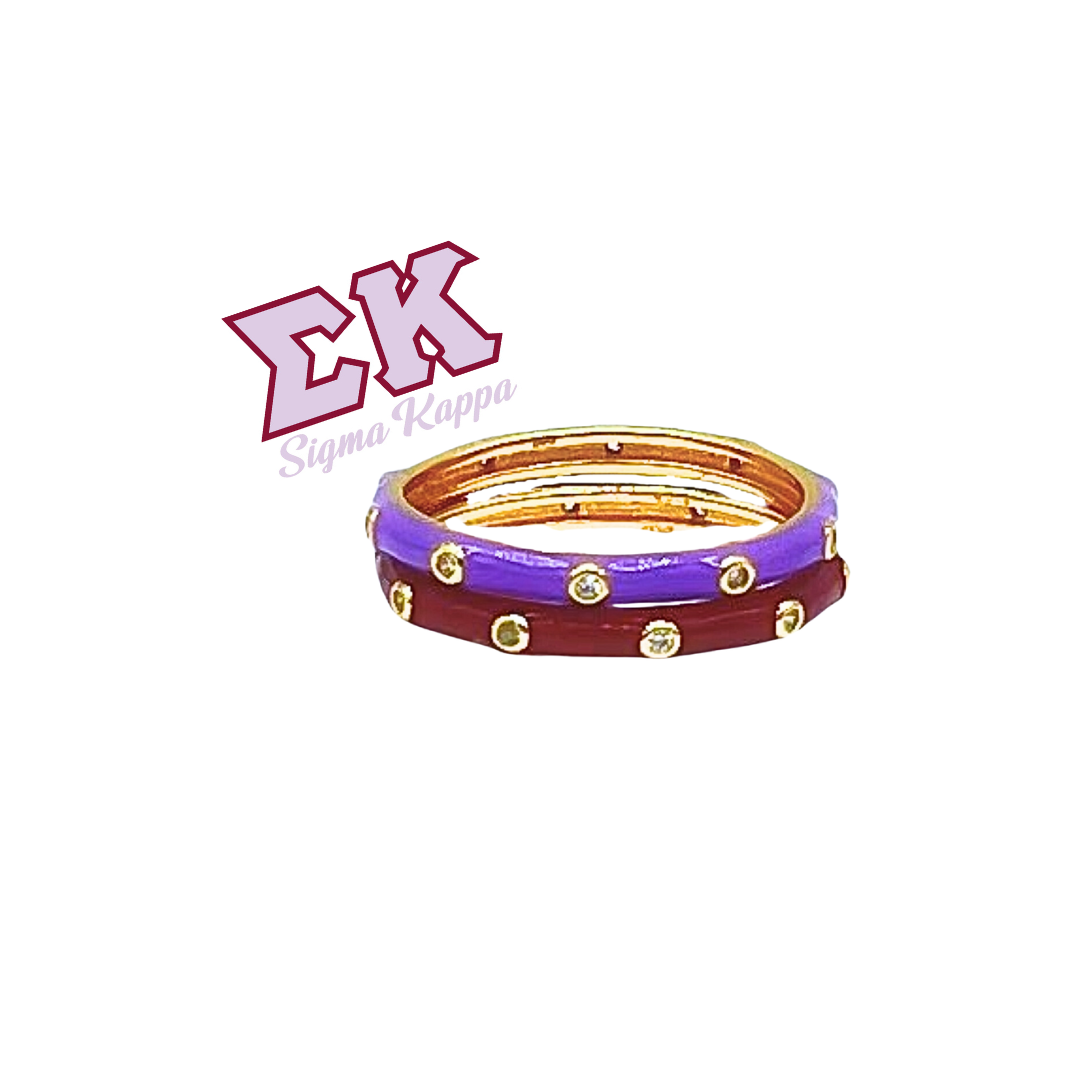 Sorority Colors: 2 Enamel Stack Ring Set
