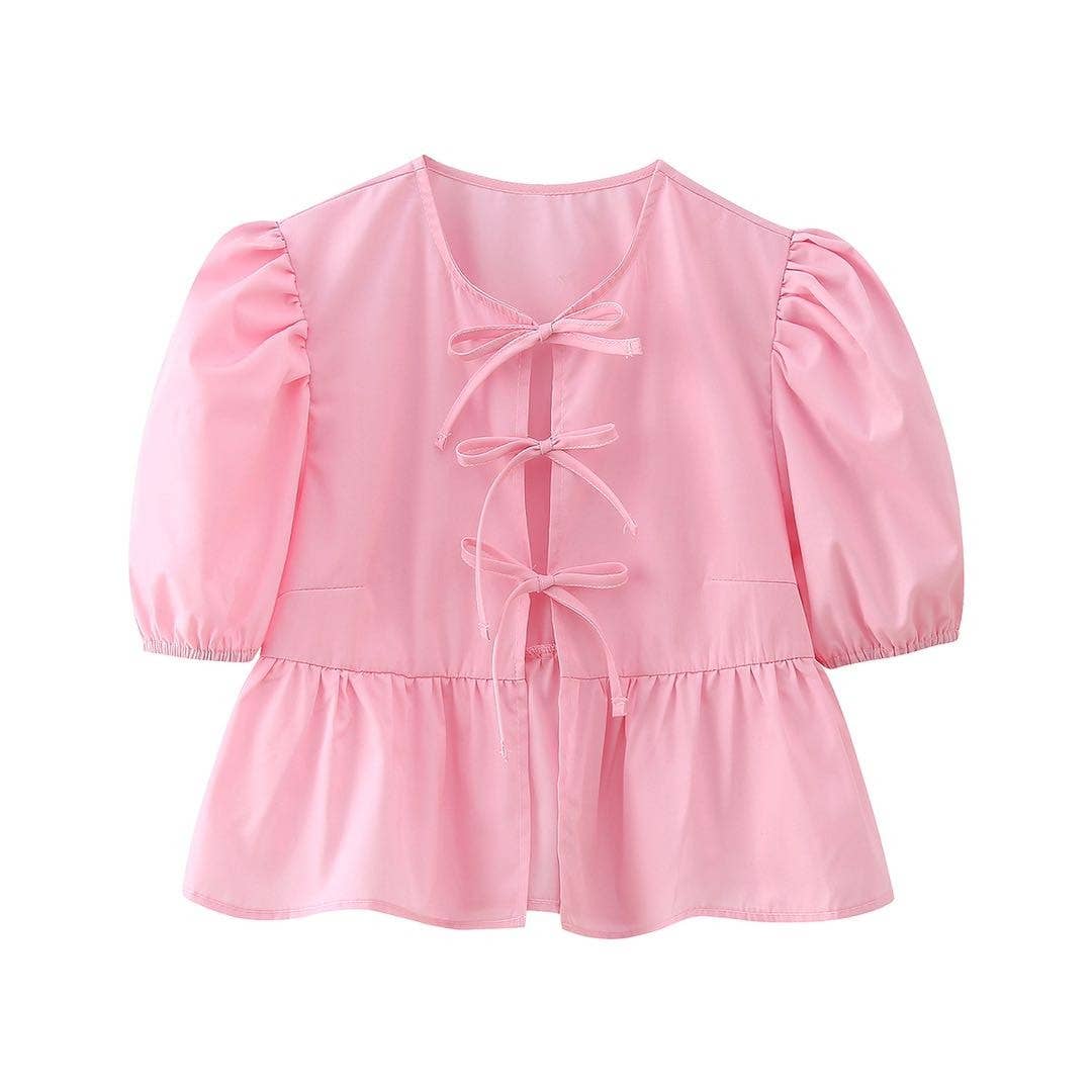 Front-Tie Peplum Blouse