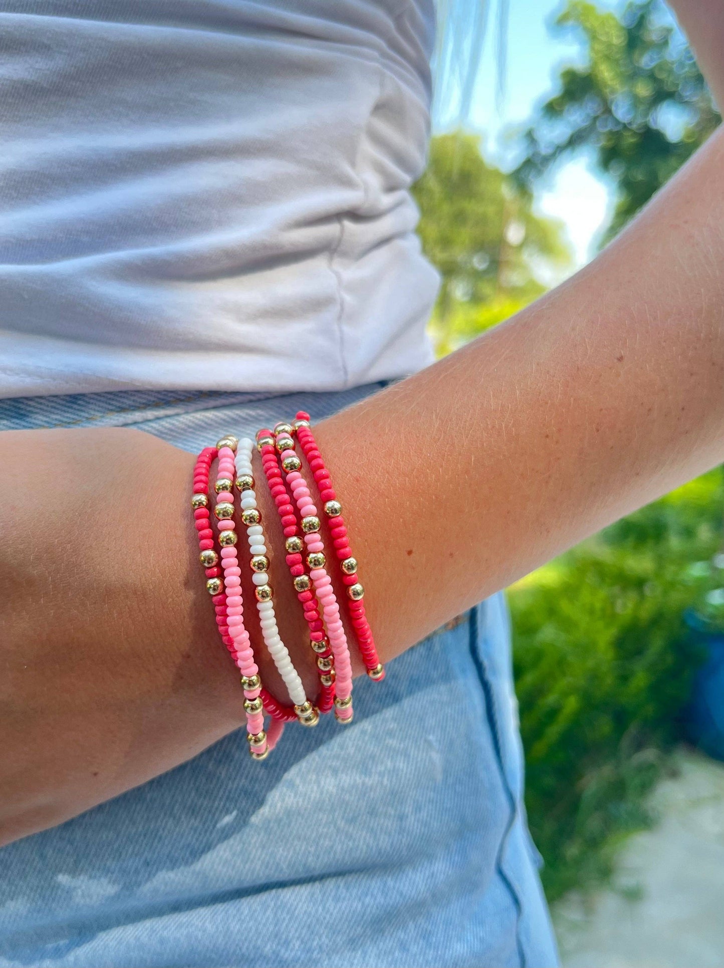 Sorority Colors Stack: Set of 6 Beaded Stretch Bracelets