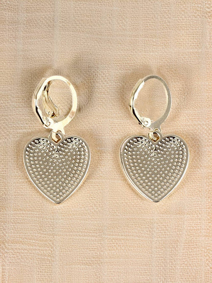 Checkered Heart Shape Hoop Dangle Earrings