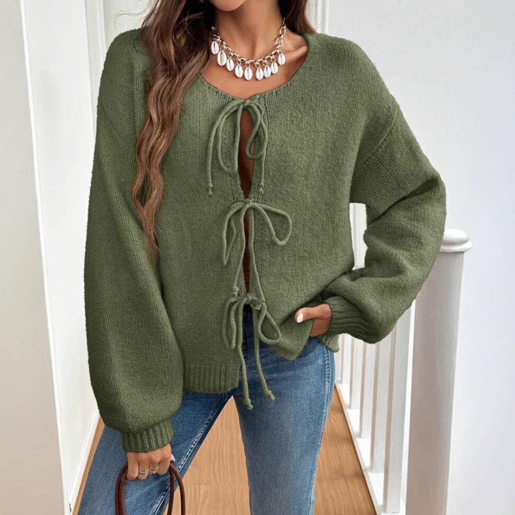 Bow Tie Soft Sweater Jacket