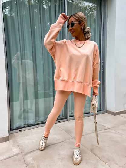 Loose Sweatshirt and Slim Pants Set