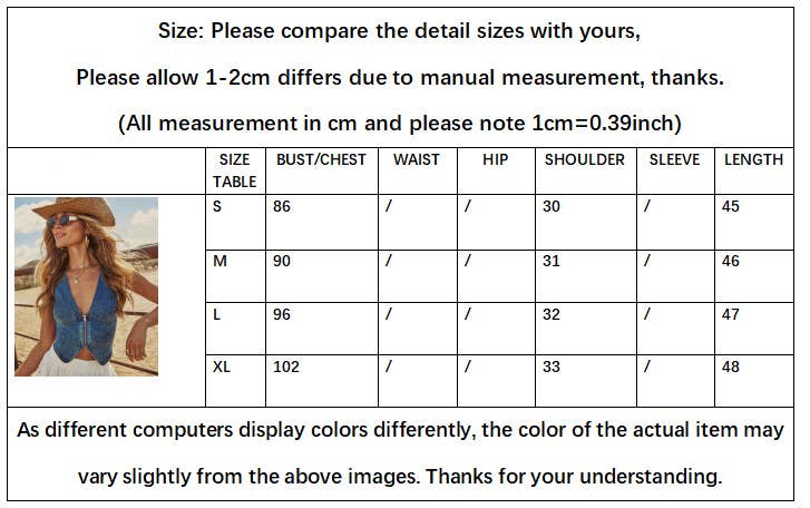 Sleeveless V-Neck Denim Vest