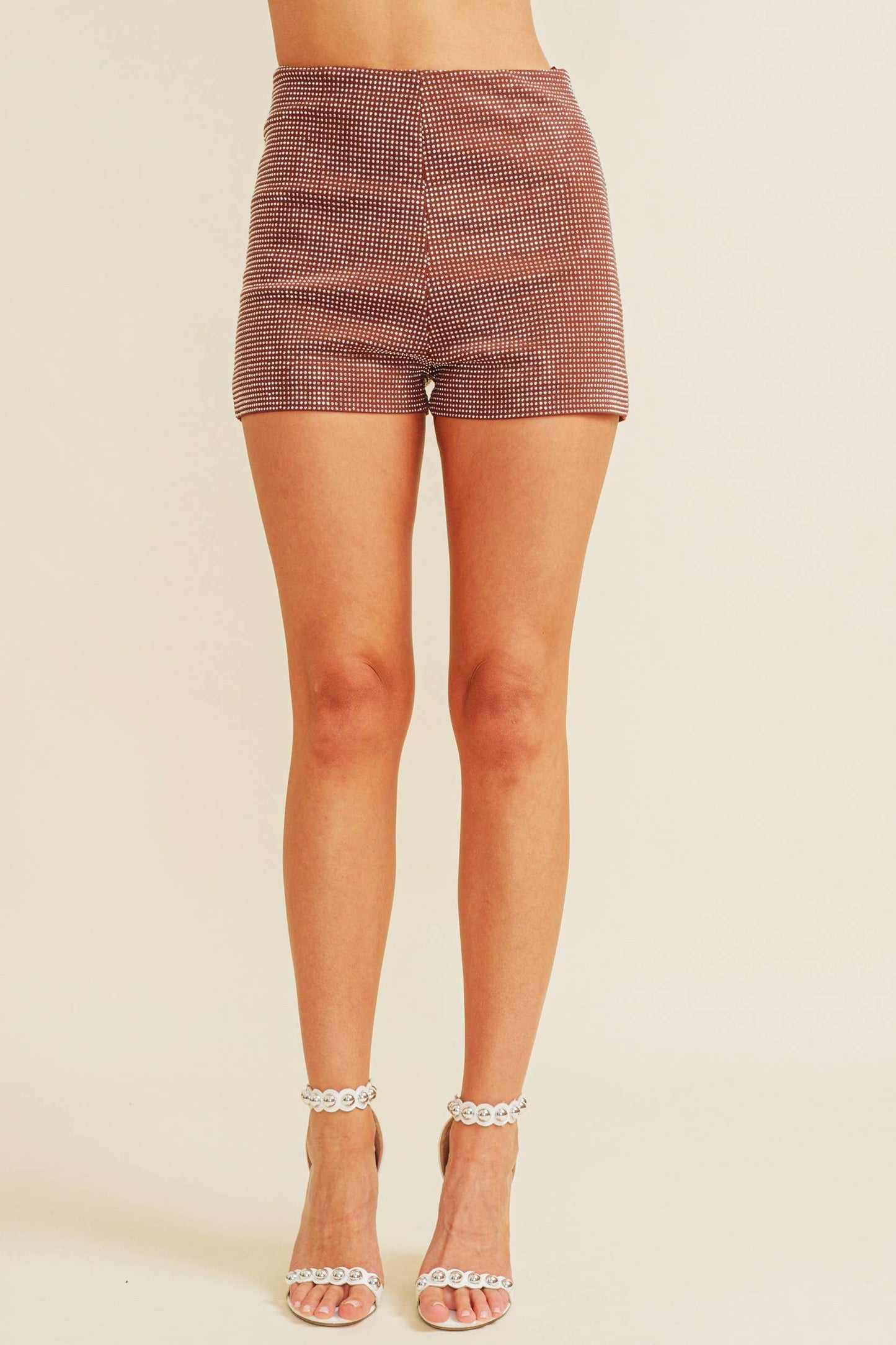 CP6126A-1 - RHINESTONE ZIP SHORTS