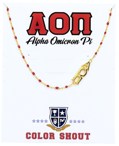 N201-The Sorority Necklace: Side Set Greek letters on Enamel Bead Necklace
