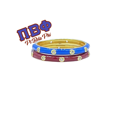 Sorority Colors: 2 Enamel Stack Ring Set