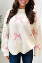 Lovely Bow Knot Ribbed Detail Sweater