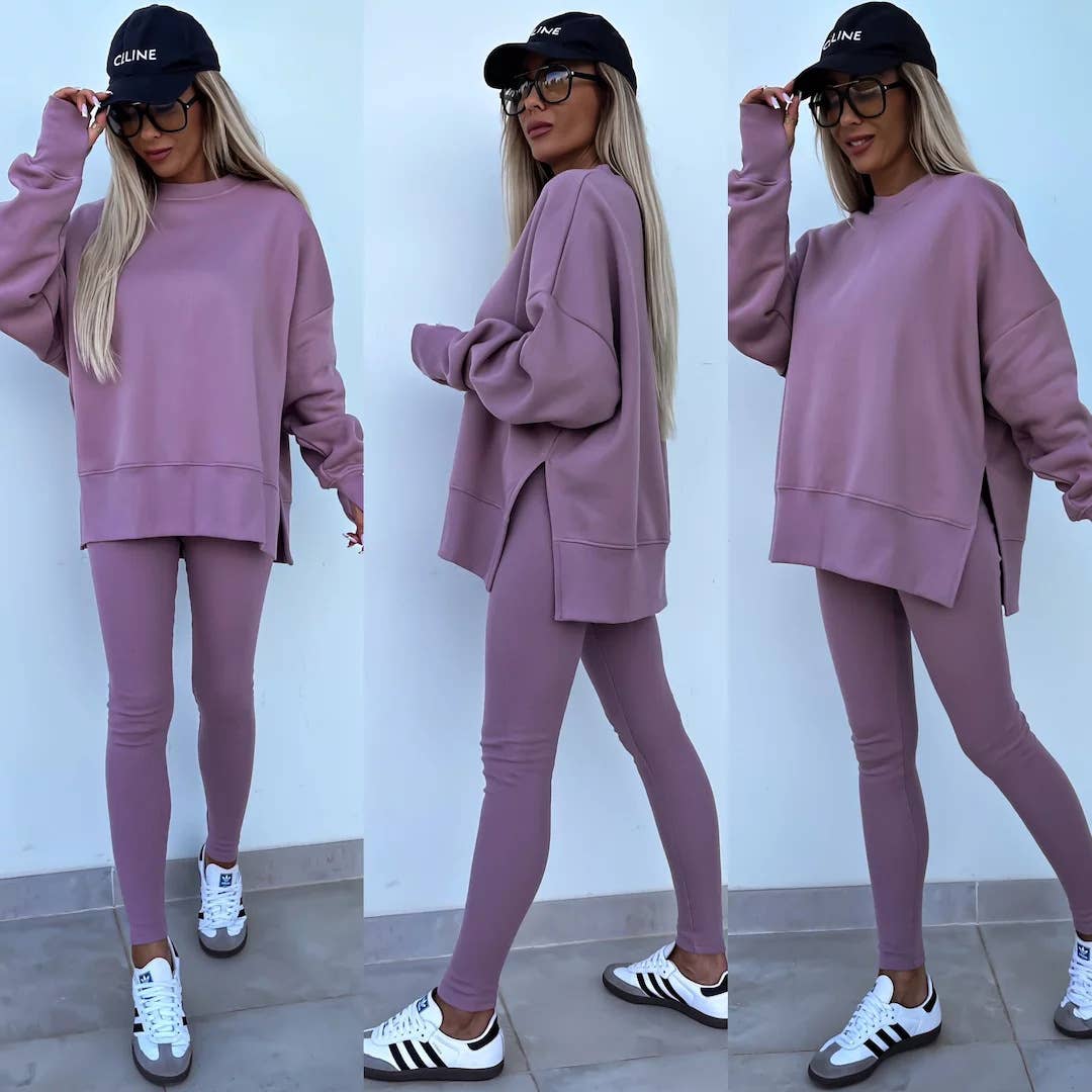 Loose Sweatshirt and Slim Pants Set