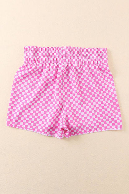 Checked Plaid High Waist Athletic Shorts