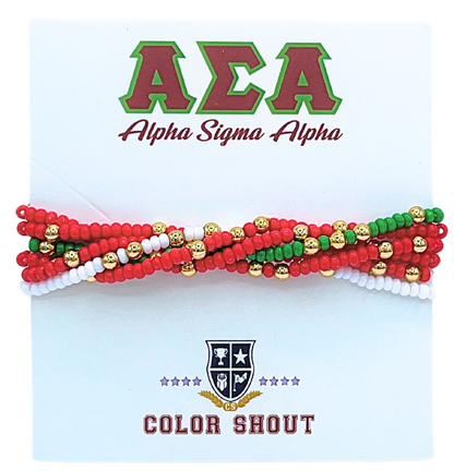 Sorority Colors Stack: Set of 6 Beaded Stretch Bracelets
