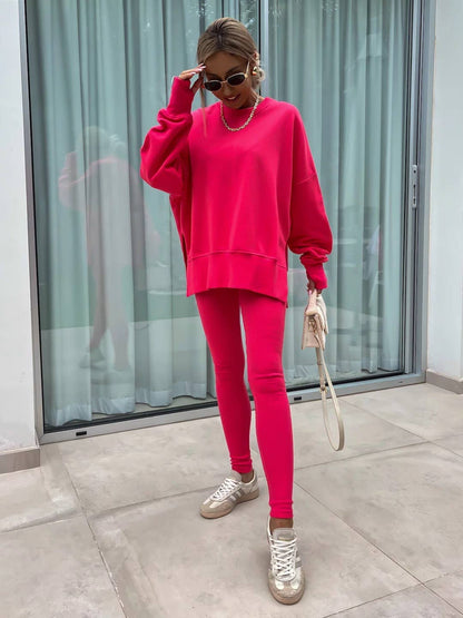 Loose Sweatshirt and Slim Pants Set