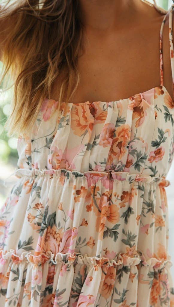 Ladies Flounce Flower Print Daily Mini Dress