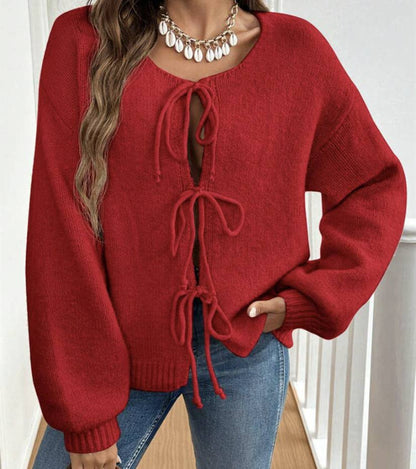 Bow Tie Soft Sweater Jacket