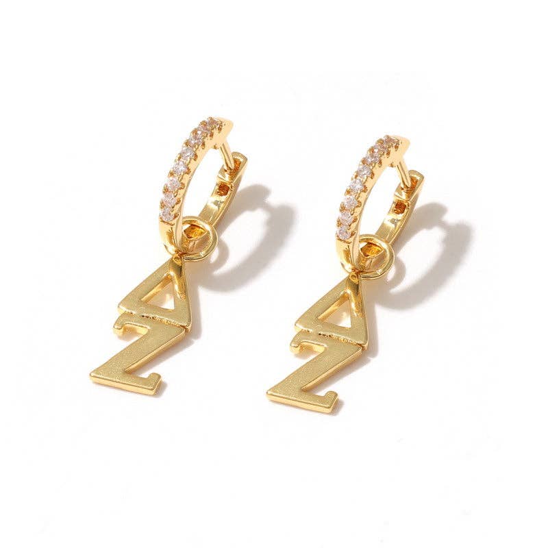E208 Sorority Greek Letter Earrings Huggie Hoops