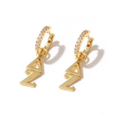 E208 Sorority Greek Letter Earrings Huggie Hoops