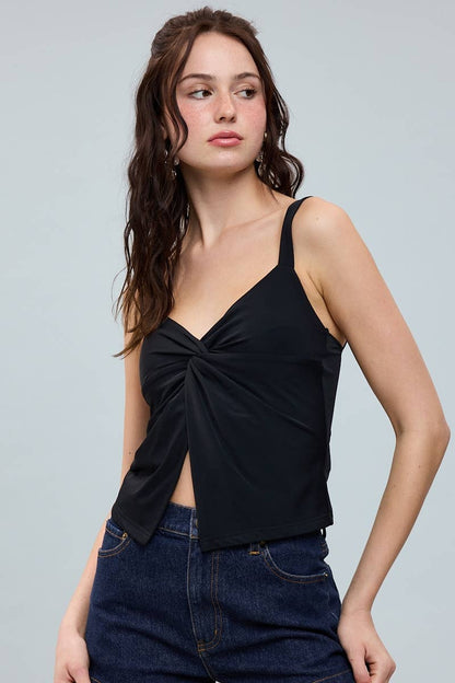 TWISTED BUST BRIGHT SOLID COLOR CAMI CROP TOP